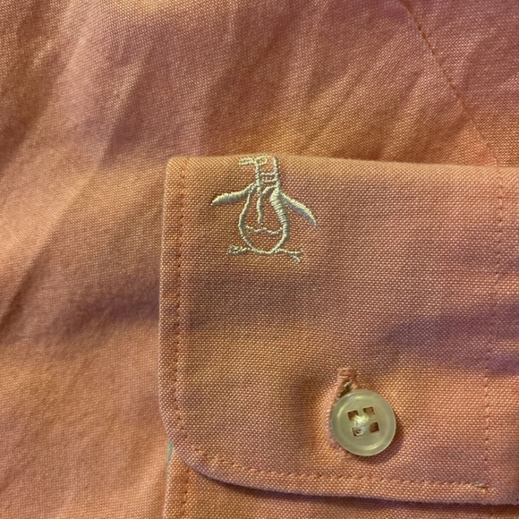 Original Penguin Small Solid Pink Long Sleeve Button-Front Casual Shirt - EUC - Picture 5 of 6